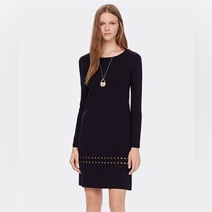 Tory Burch dark navy Dress with Gold Eyelets wool dress